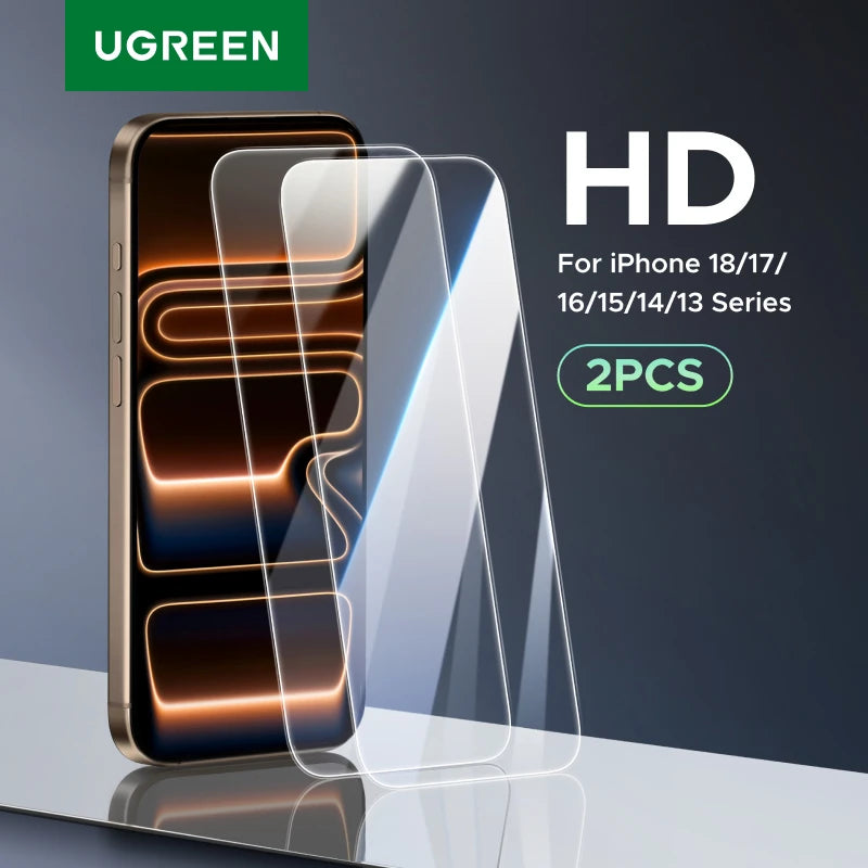 UGREEN 2PCS Screen Protector For iPhone 18 17 16 15 14 13 Pro Max Tempered Glass For iPhone 16 Plus Screen Protectors 15pro Film