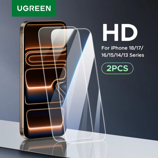 UGREEN 2PCS Screen Protector For iPhone 18 17 16 15 14 13 Pro Max Tempered Glass For iPhone 16 Plus Screen Protectors 15pro Film