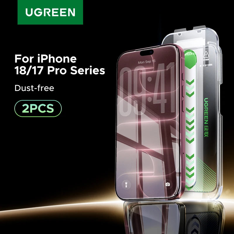 UGREEN 2PCS Dust-free Screen Protector For iPhone 18 17 Pro Max Tempered Glass For iPhone 18 Pro 17Pro Phone Film