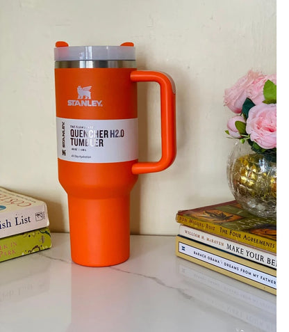 New Stanley Large Capacity 40 Ounce Stainless Steel Vacuum Flask - Insulated Cup with Lid and Straw