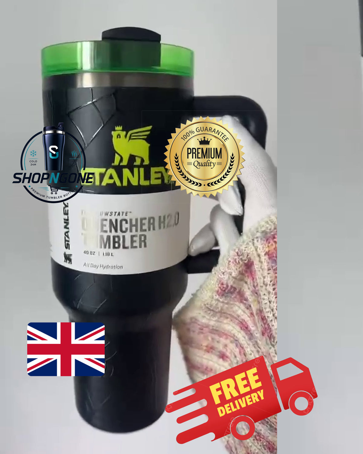 New Stanley Olivia Black spider web Halloween Large Capacity 40 Ounce Stainless Steel Vacuum Flask - Insulated Cup with Straw